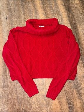 Hollister Red Cable Turtleneck Sweater